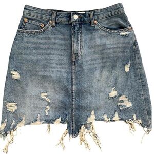Zara Distressed Denim Skirt size Medium